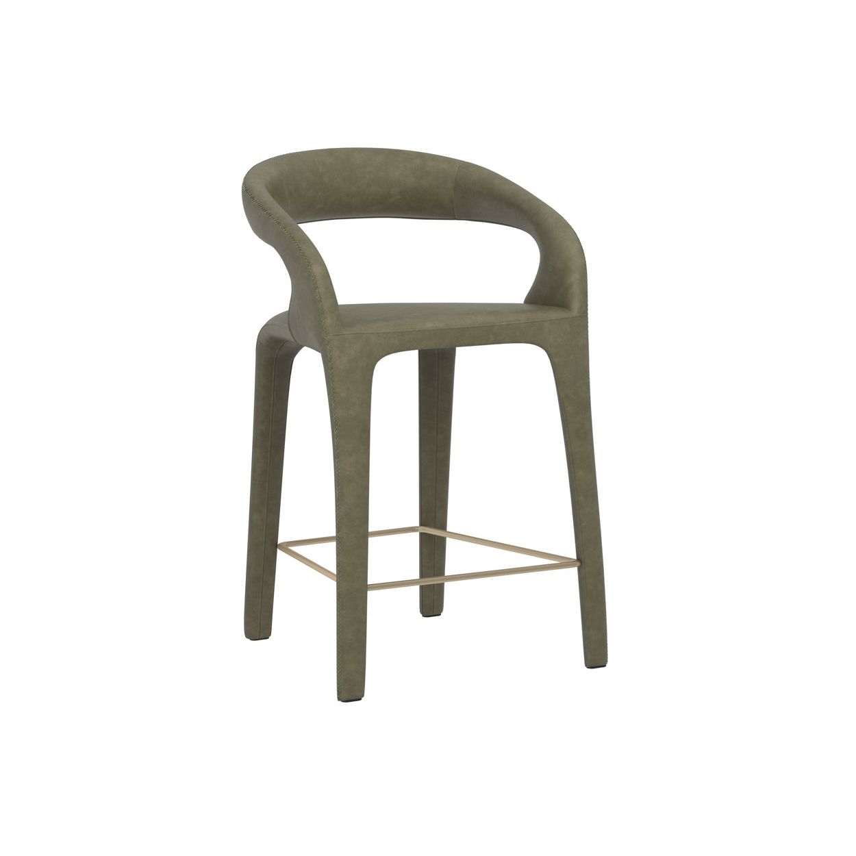 Modern Upholstered Metal Counter Stool with Cushion Seat for Dining Room