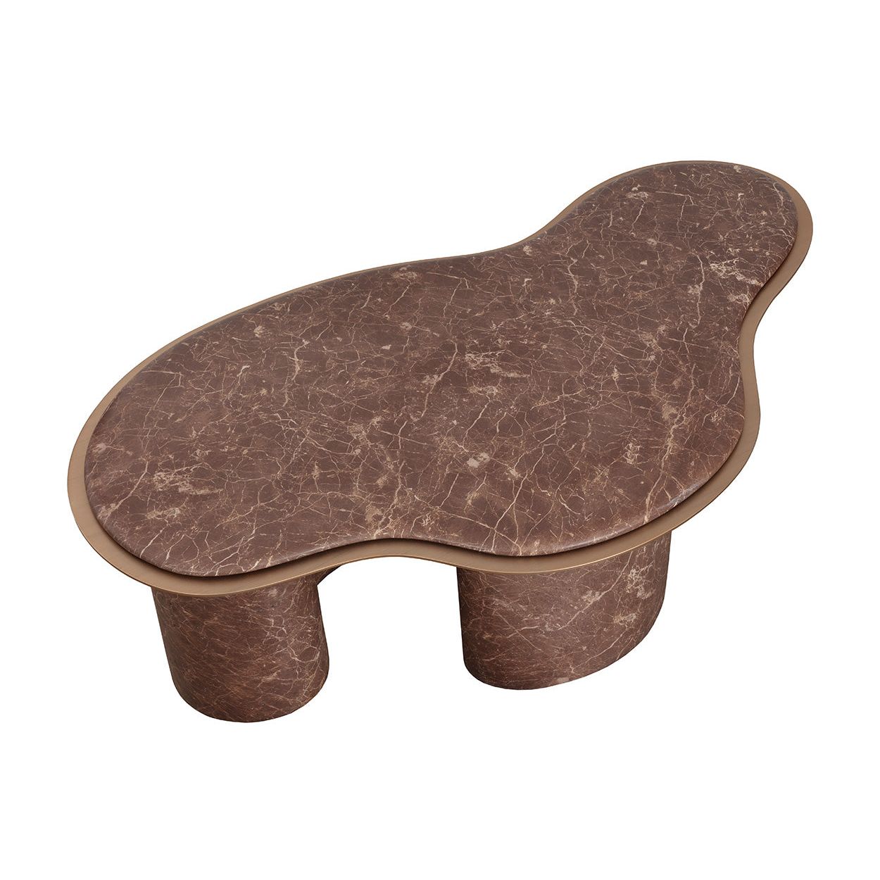 Table basse contemporaine à plateau effet marbre avec base en métal pour salon