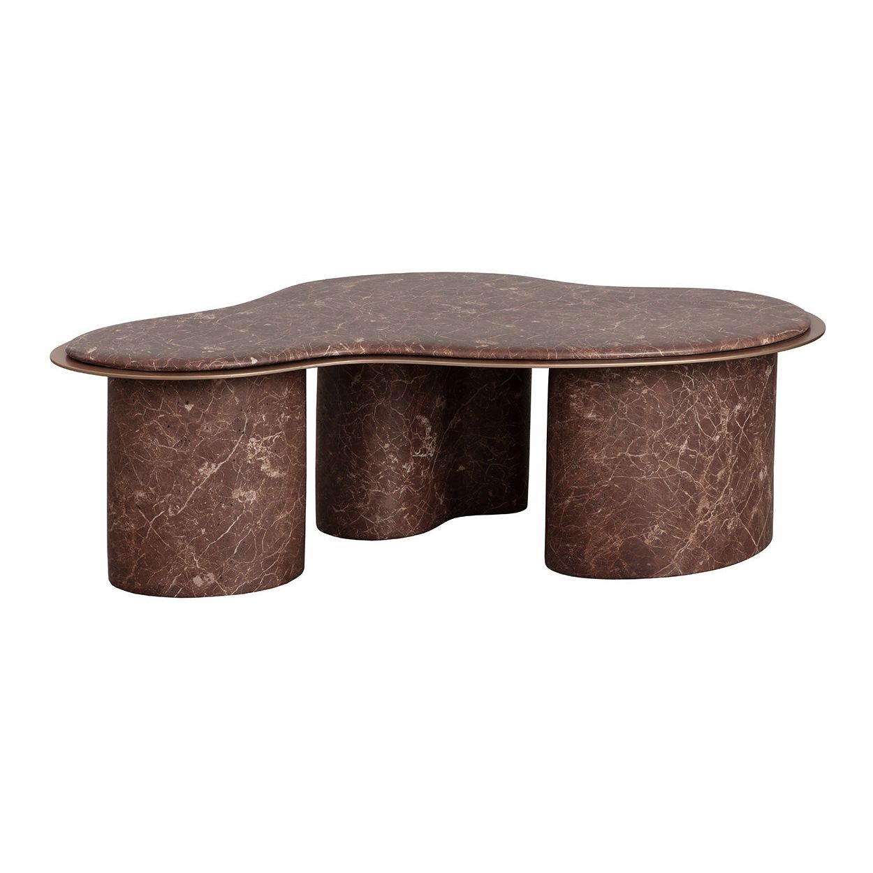 Table basse contemporaine à plateau effet marbre avec base en métal pour salon