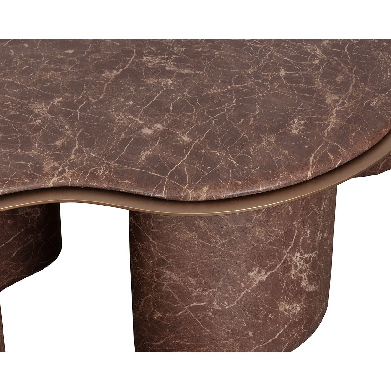 Table basse contemporaine à plateau effet marbre avec base en métal pour salon