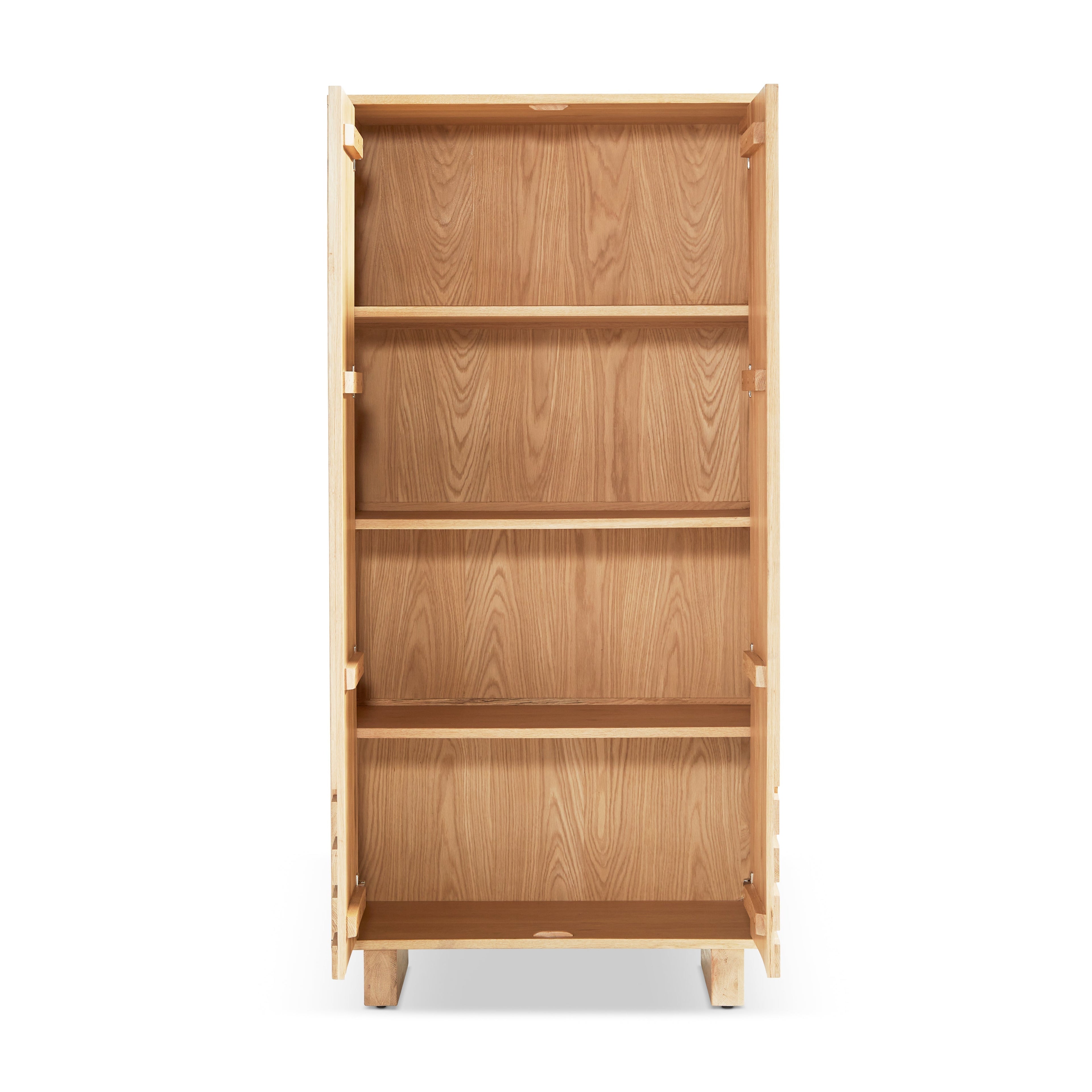Natural Wood Large Cabinet with Open Display Shelf for Living & Home Office