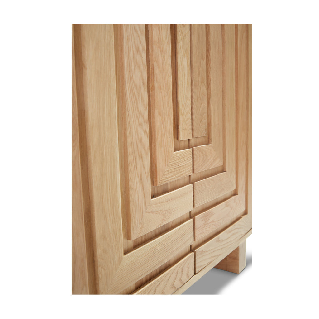 Grand meuble en bois naturel avec étagère de présentation ouverte pour salon et bureau à domicile