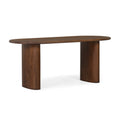 Table à manger ovale en bois moderne avec pied central solide pour salle à manger