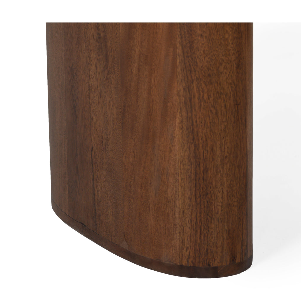 Table à manger ovale en bois moderne avec pied central solide pour salle à manger