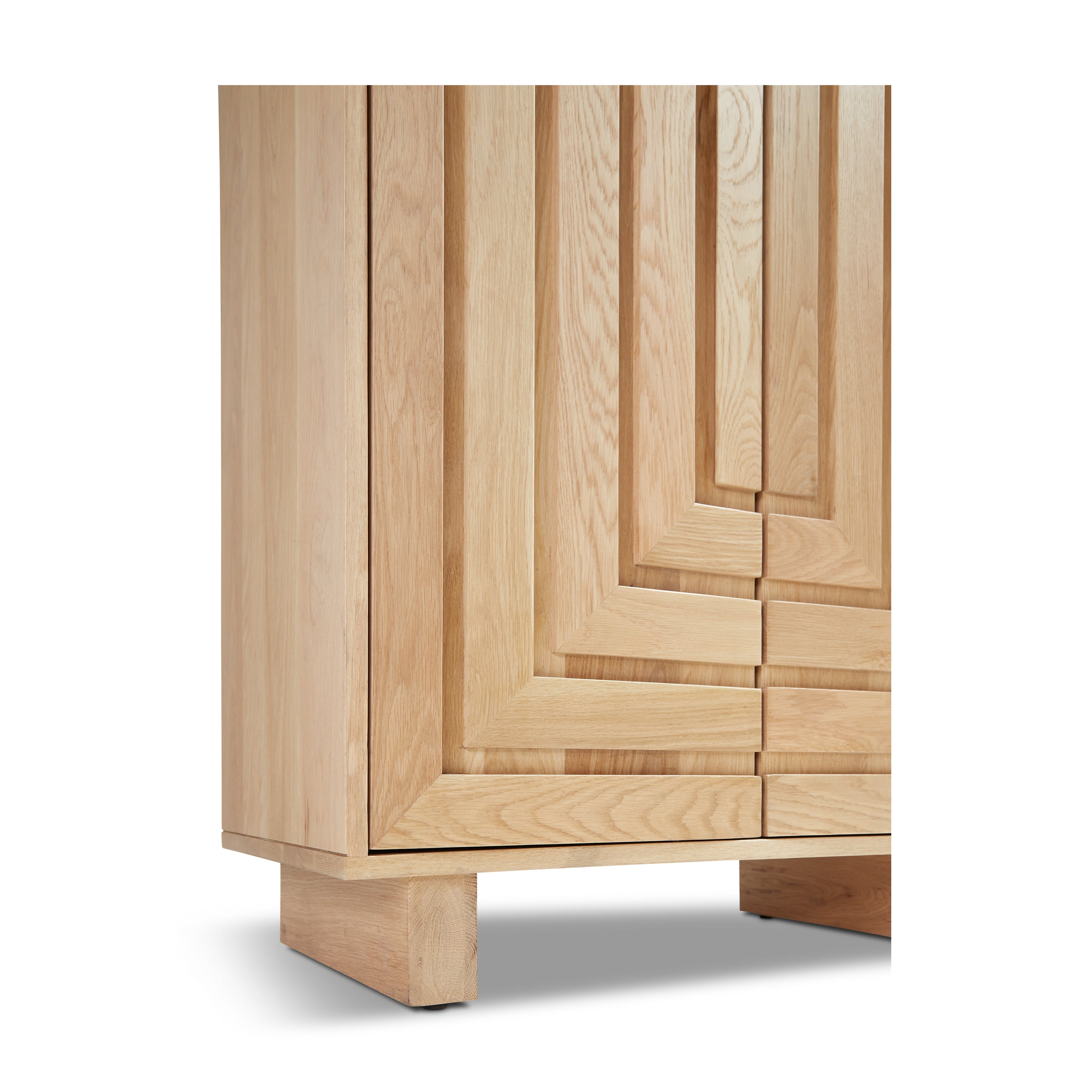 Natural Wood Large Cabinet with Open Display Shelf for Living & Home Office