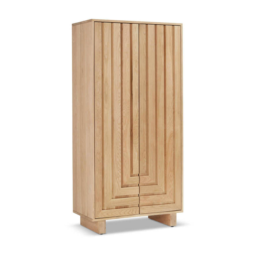 Grand meuble en bois naturel avec étagère de présentation ouverte pour salon et bureau à domicile
