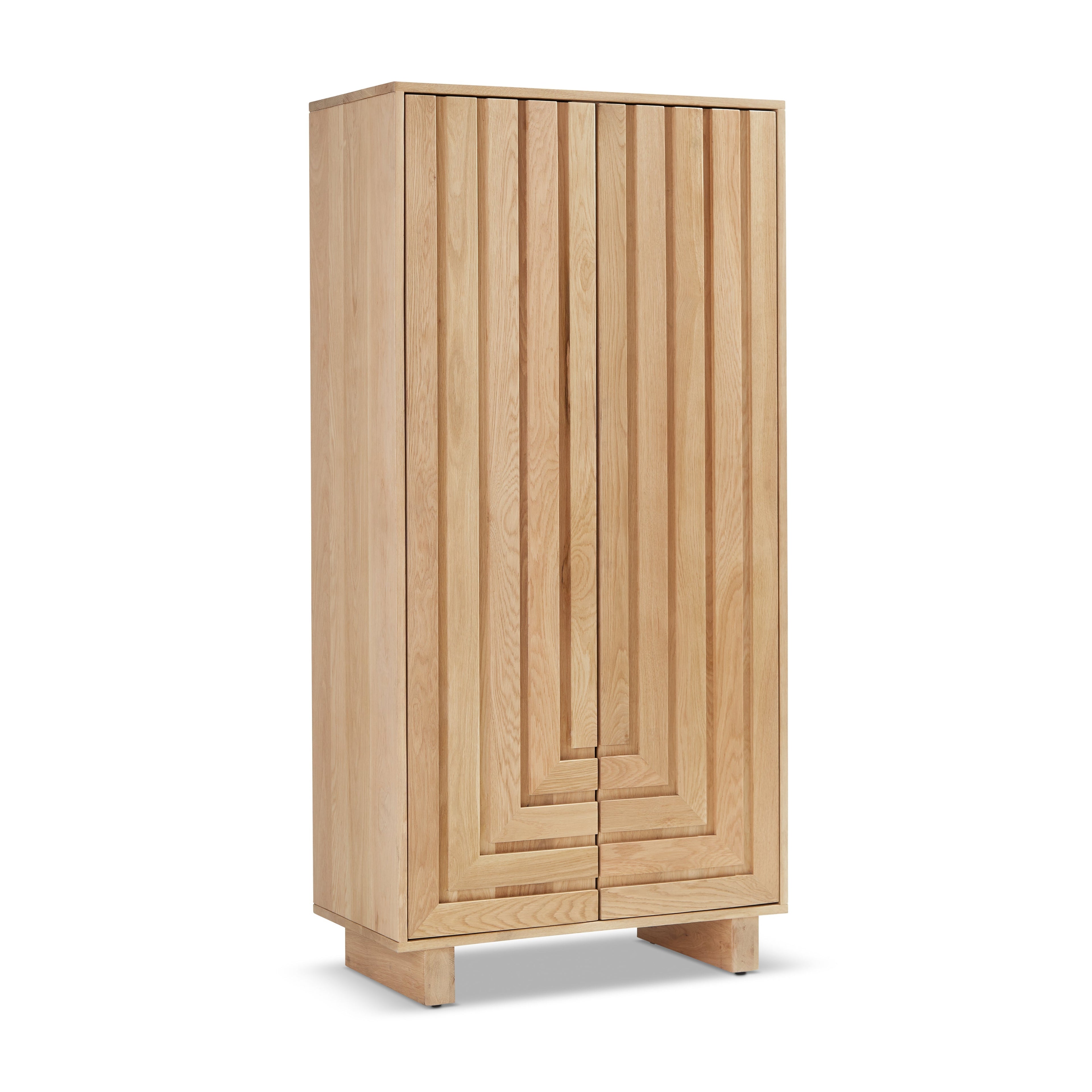 Natural Wood Large Cabinet with Open Display Shelf for Living & Home Office
