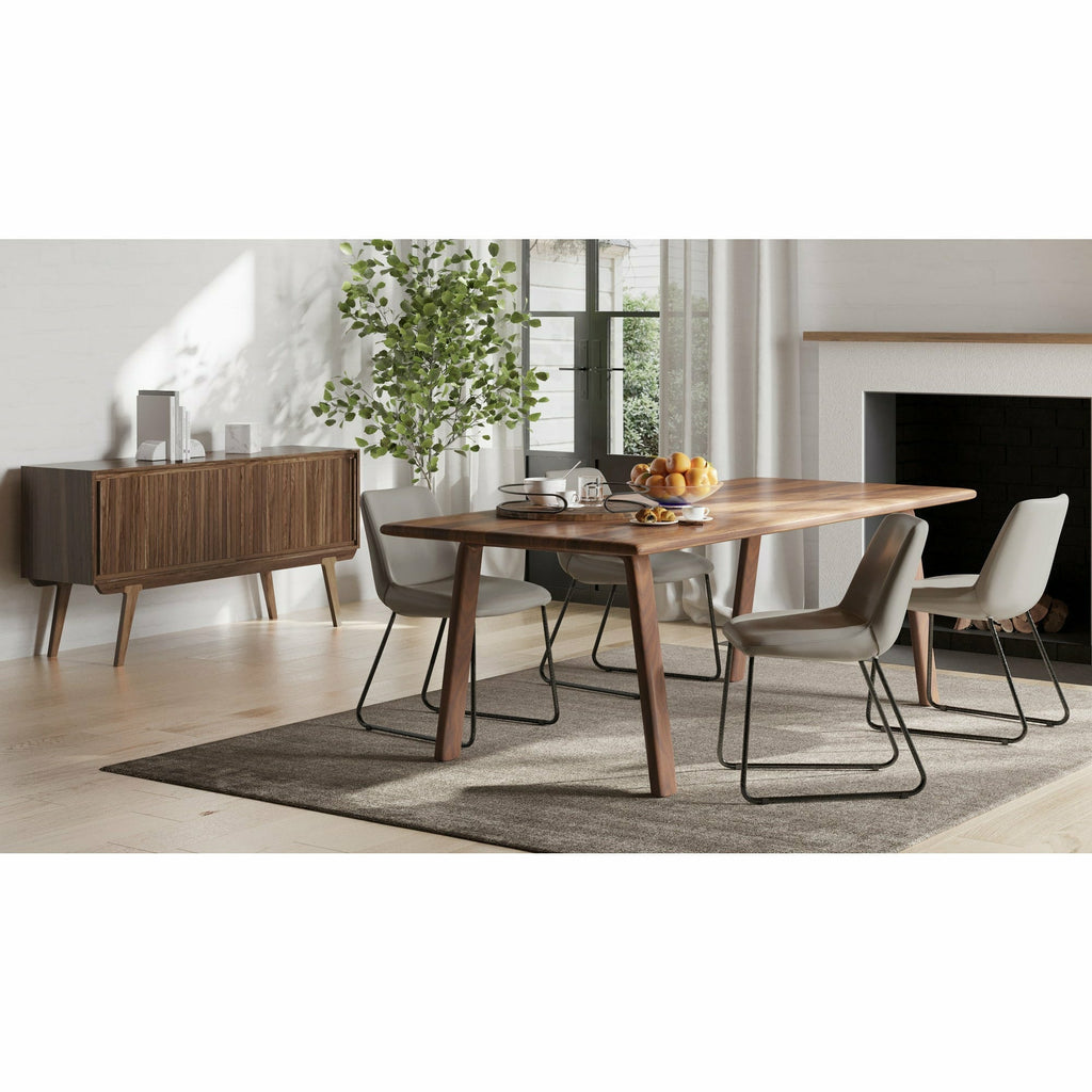 Table de salle à manger moderne en bois et métal avec pieds en épingle à cheveux pour salle à manger