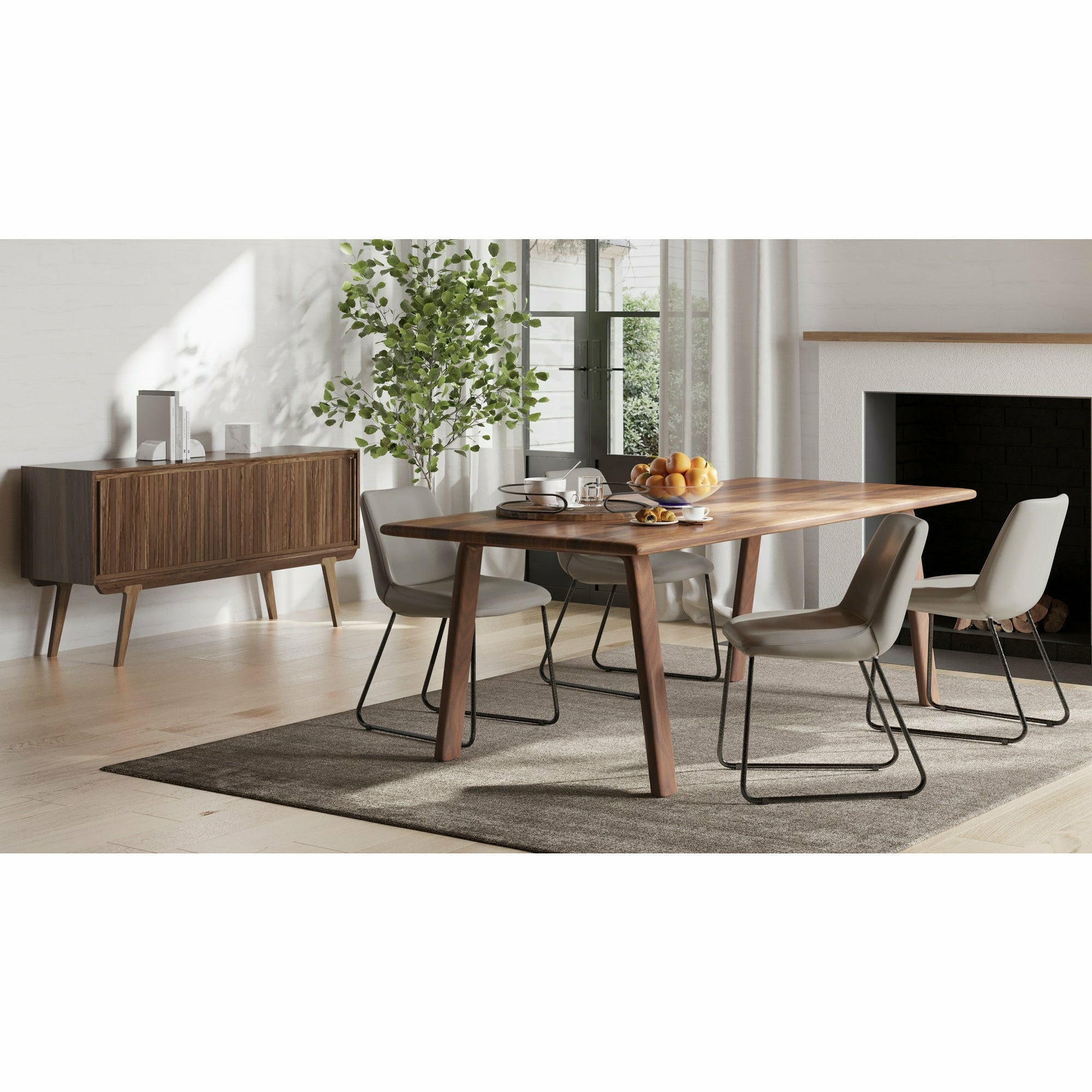 Modern Wood & Metal Dining Table with Hairpin Legs for Dining Room