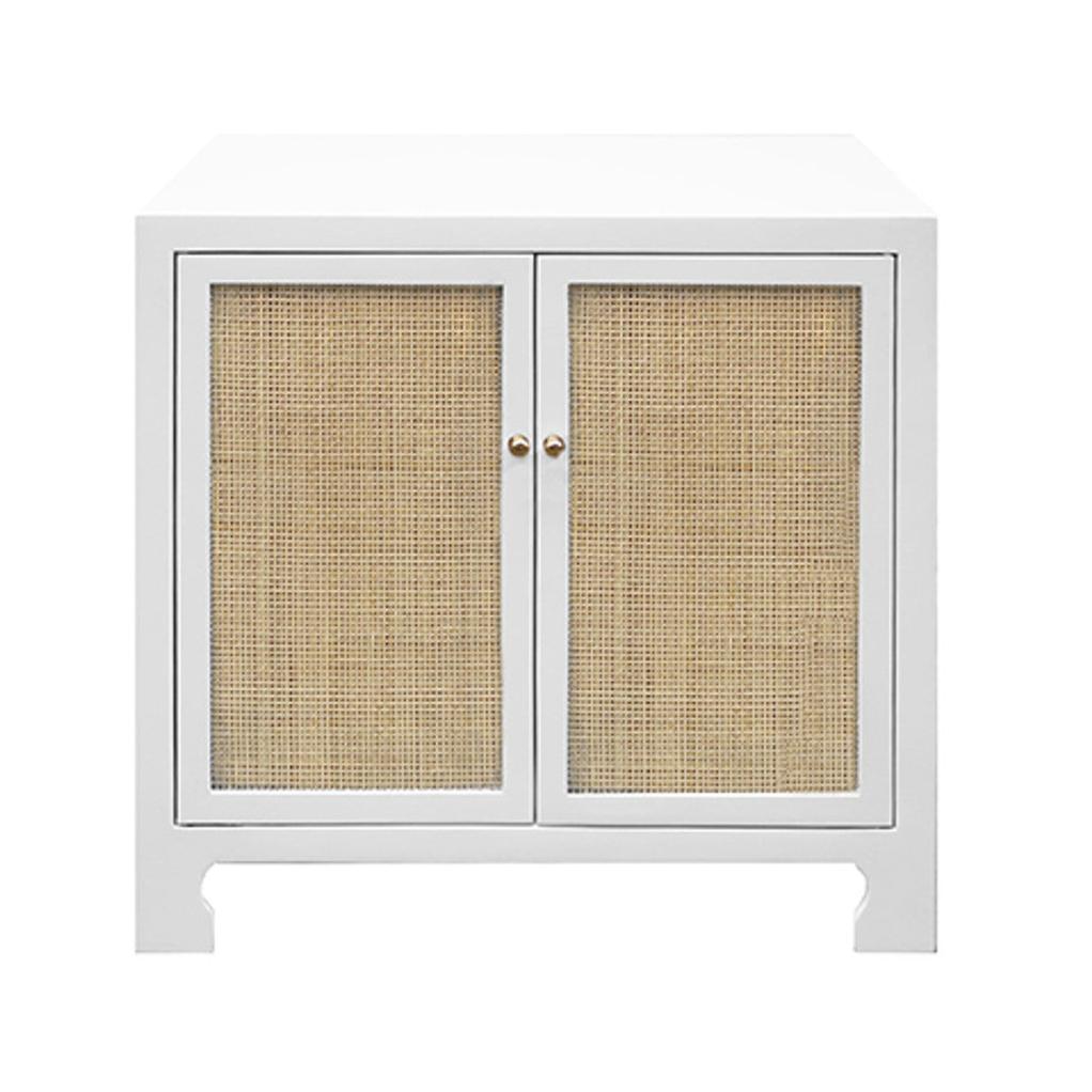 Modern Rattan & Metal Cabinet with Open Shelf for Living & Dining Room