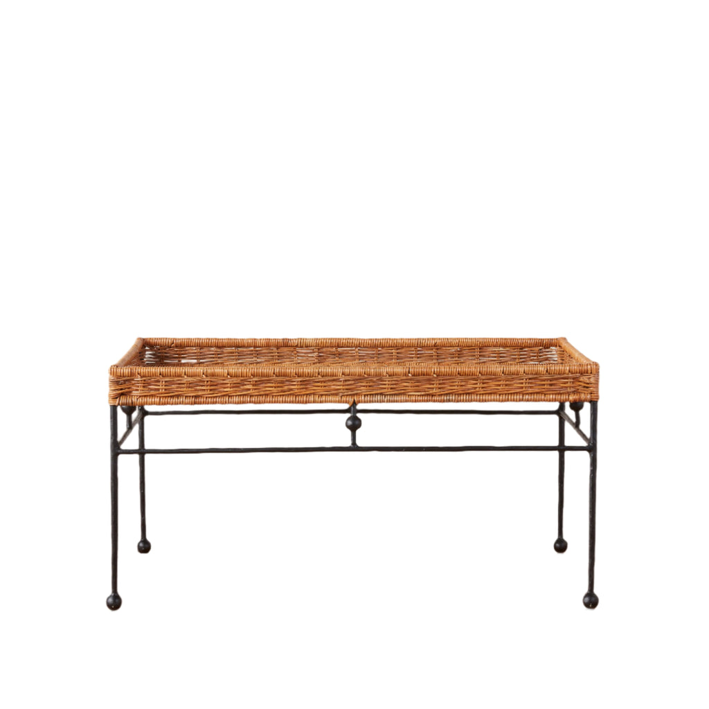 Coastal Wicker & Metal Coffee Table for Indoor & Outdoor Living Room