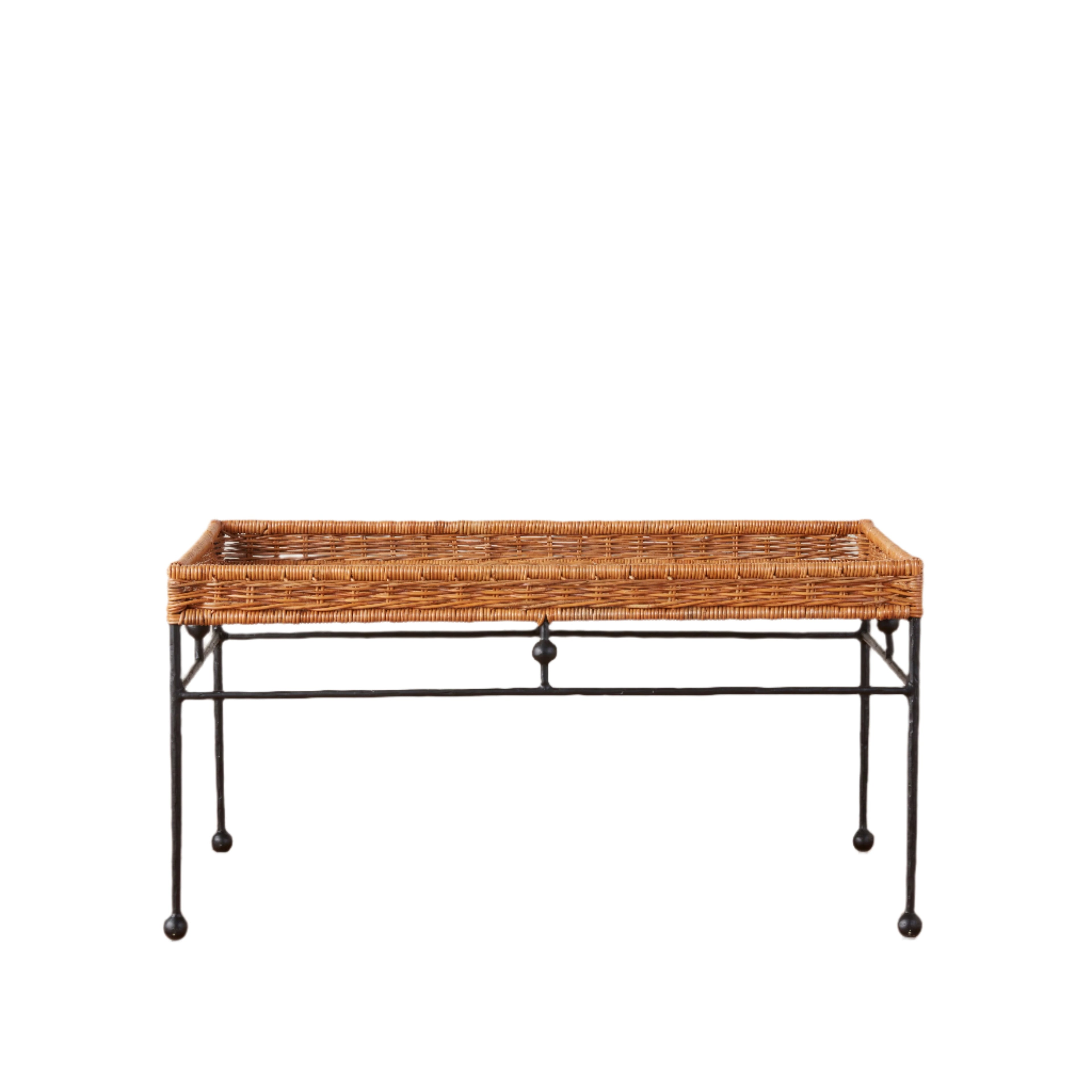 Coastal Wicker & Metal Coffee Table for Indoor & Outdoor Living Room