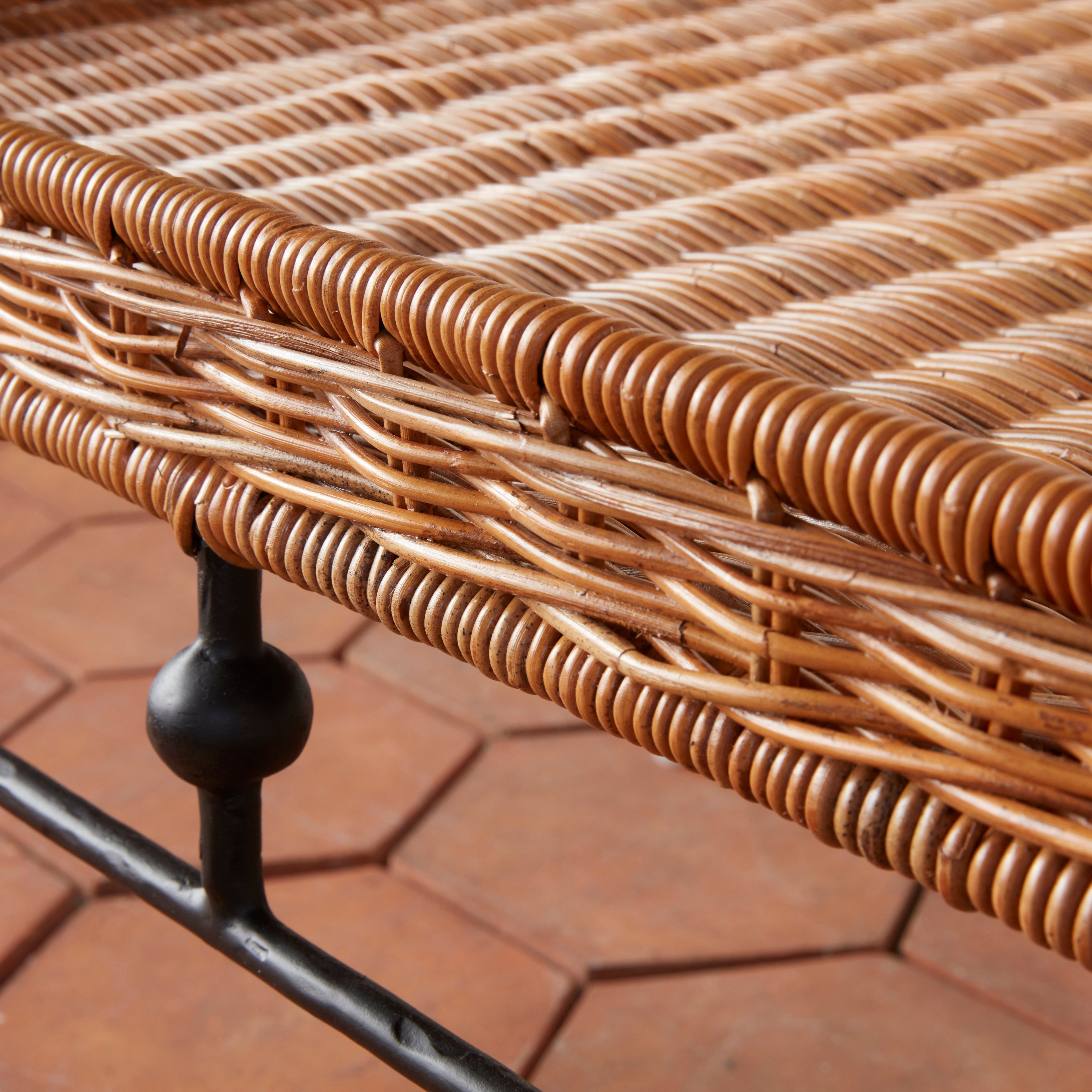 Coastal Wicker & Metal Coffee Table for Indoor & Outdoor Living Room