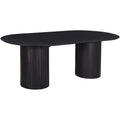 Table de salle à manger contemporaine en bois et métal avec piètement géométrique