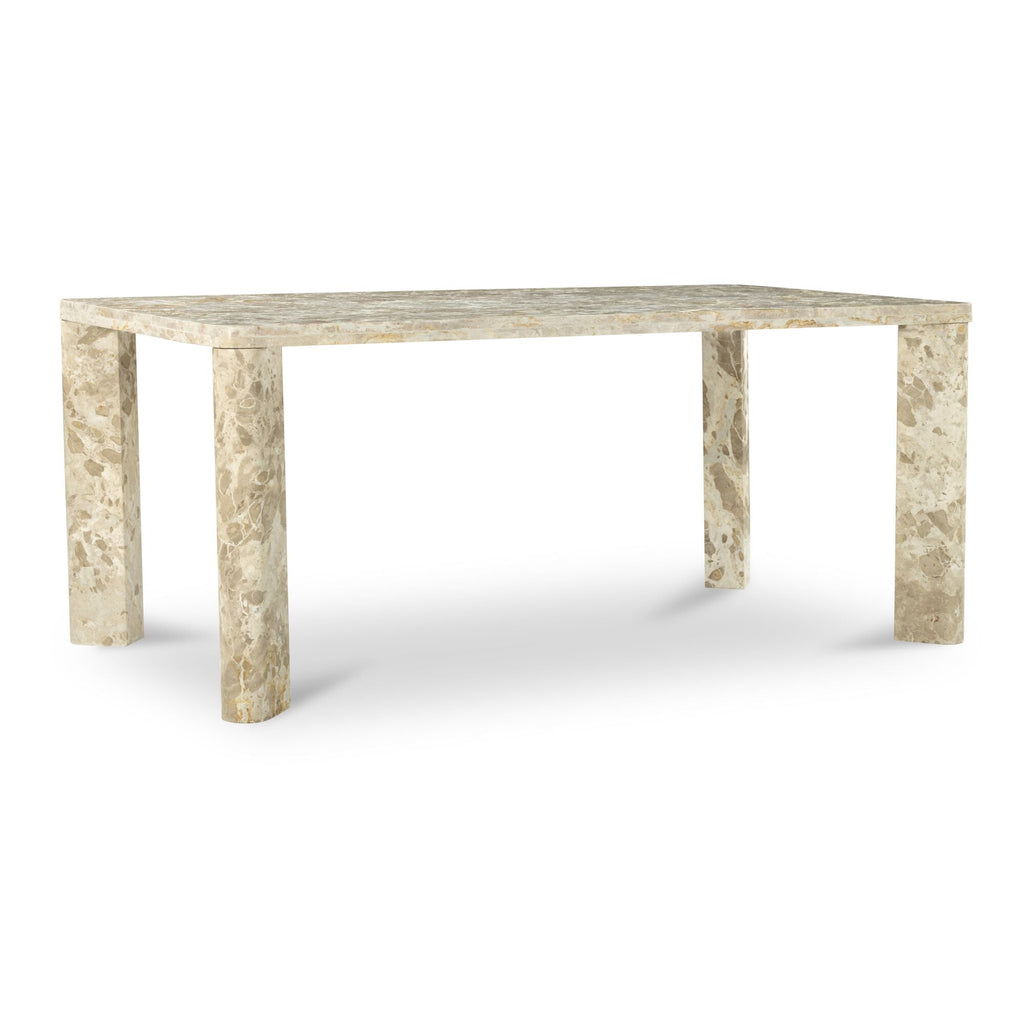 Table de salle à manger contemporaine en bois et métal avec piètement segmenté