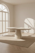 Modern Wood & Metal Oval Dining Table with Open Frame Base for Dining Room