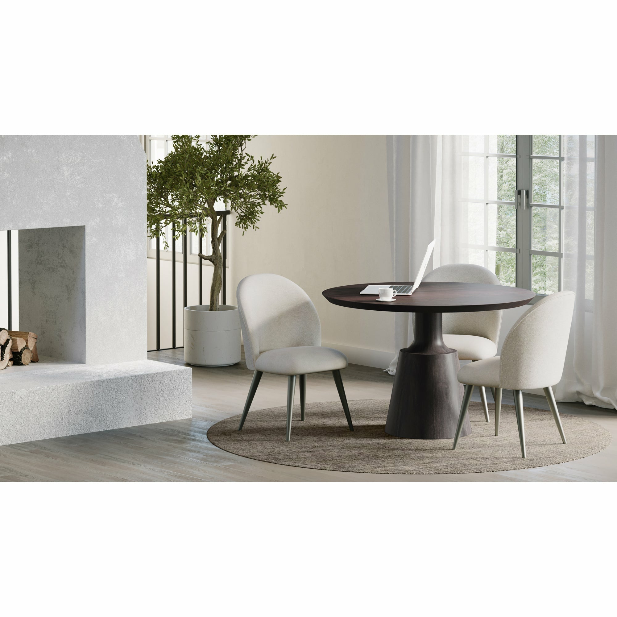 Mediterranean Solid Wood Dining Table with Turned Leg Base for Dining Room