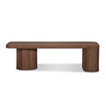 Table basse minimaliste en bois massif avec base monolithique pour salon