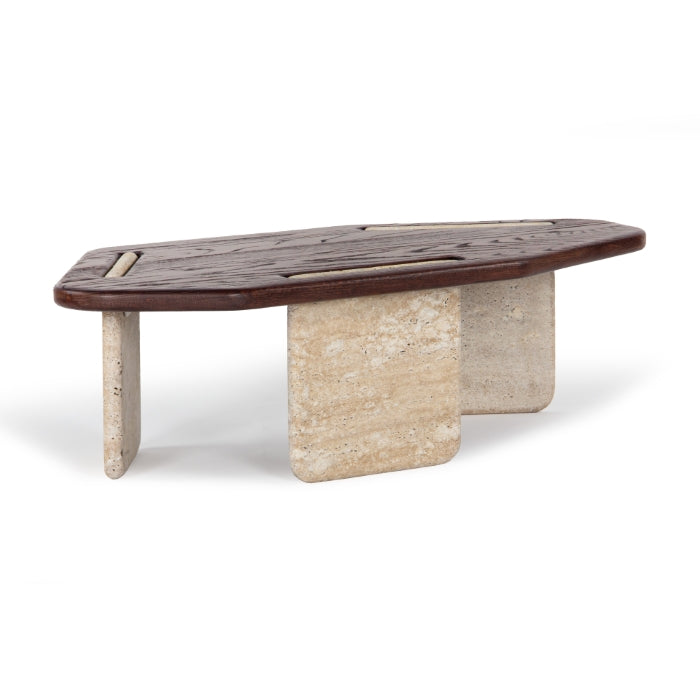 Modern Concrete-Look & Metal Coffee Table with Round Top for Living Room