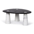 Table basse moderne en bois et métal avec plateau rond pour salon