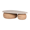 Table basse scandinave en bois massif avec plateau ovale pour salon