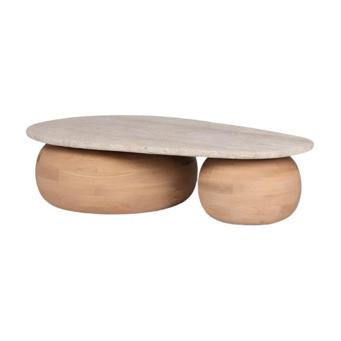 Scandinavian Solid Wood Coffee Table with Oval Top for Living Room