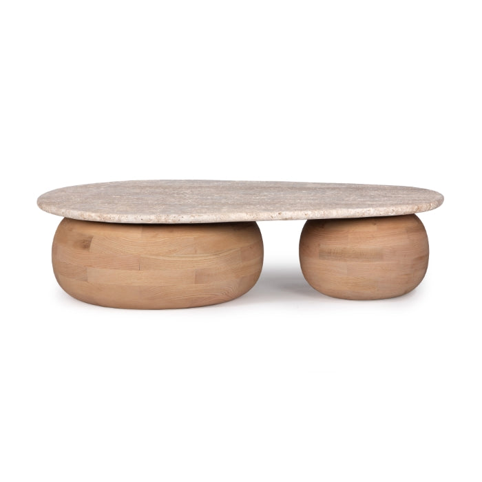 Scandinavian Solid Wood Coffee Table with Oval Top for Living Room
