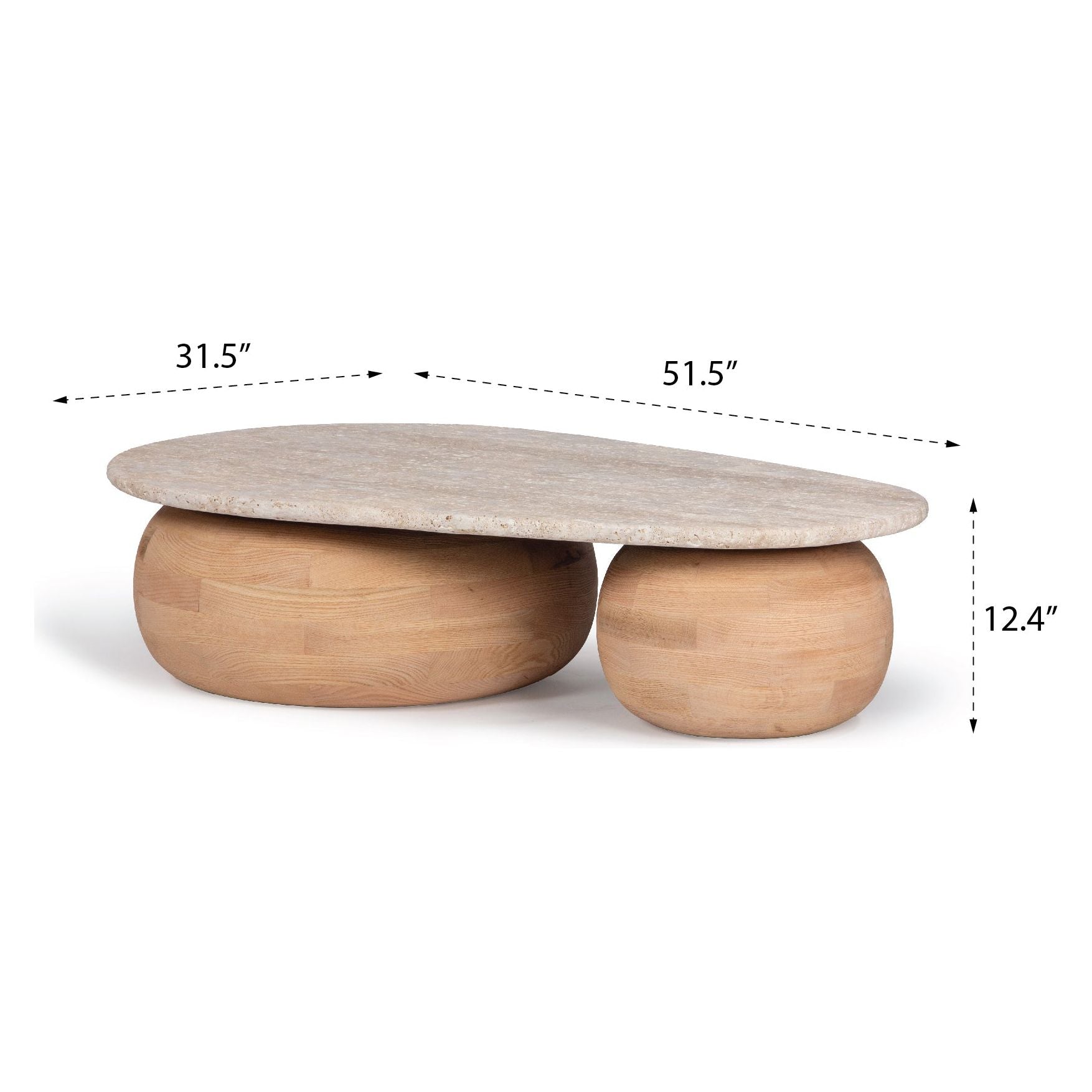 Table basse scandinave en bois massif avec plateau ovale pour salon