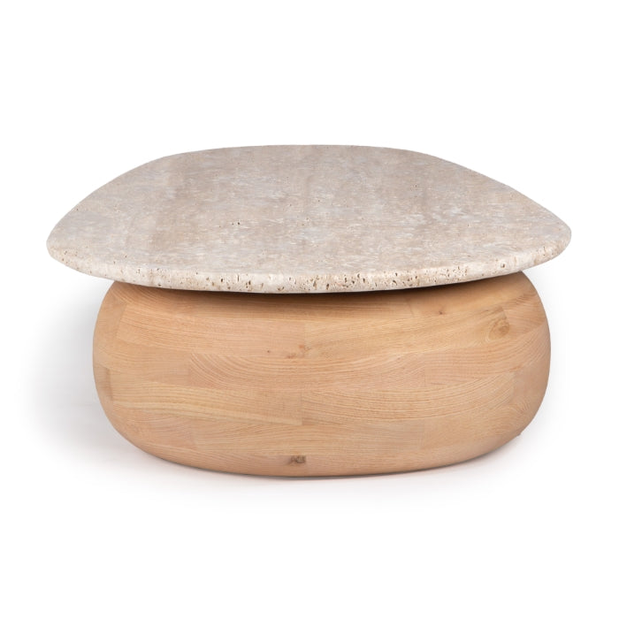 Scandinavian Solid Wood Coffee Table with Oval Top for Living Room