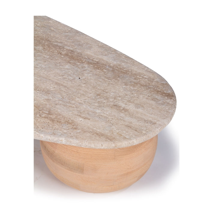 Scandinavian Solid Wood Coffee Table with Oval Top for Living Room