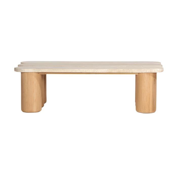Table basse industrielle en bois recyclé et métal avec étagère pour salon