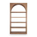 Étagère murale en bois de style ferme avec arc et étagères ouvertes pour le salon