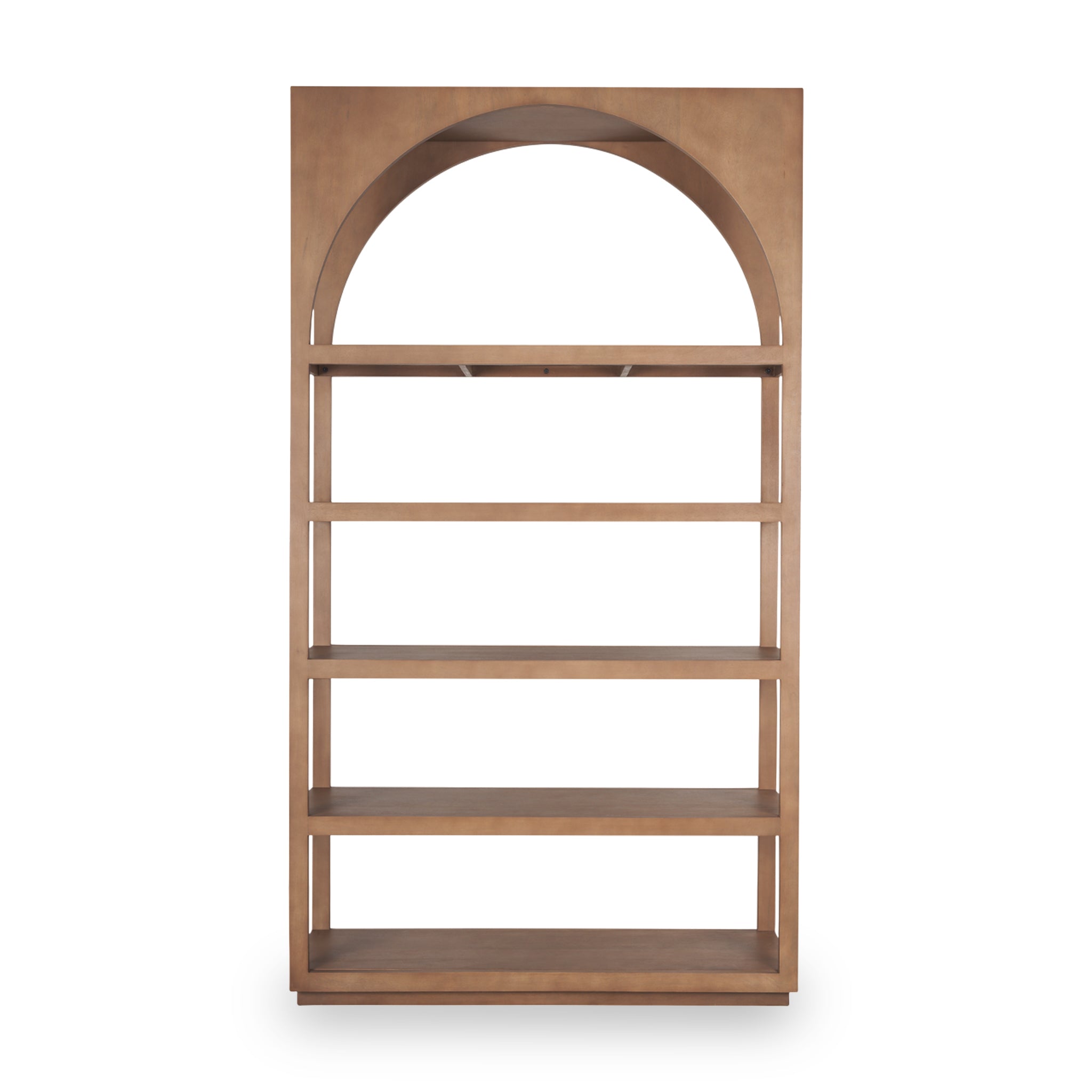 Farmhouse Wood Arched Shelving Unit with Open Display for Living Room