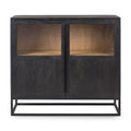 Meuble d'appoint en bois et verre de style rustique avec étagère ouverte pour salon