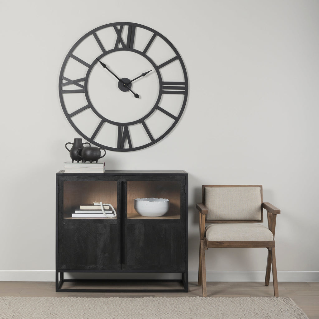 Meuble d'appoint en bois et verre de style rustique avec étagère ouverte pour salon