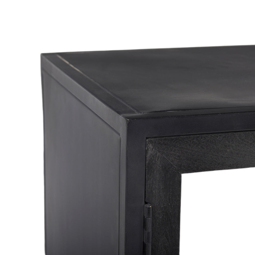 Meuble d'appoint en bois et verre de style rustique avec étagère ouverte pour salon