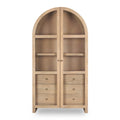 Meuble vitrine rustique en bois et verre avec tiroirs et étagère pour salon