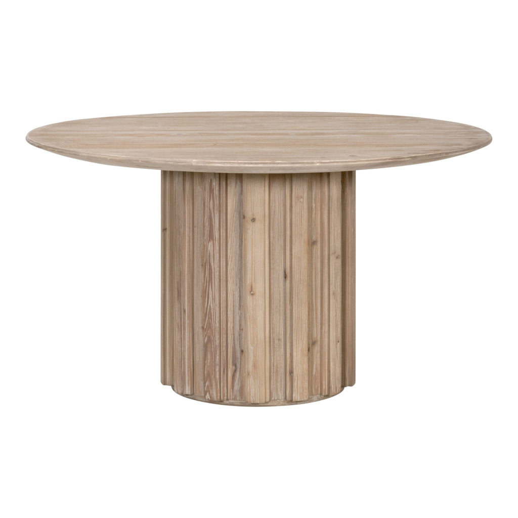 Table de salle à manger ronde moderne en bois de 54 pouces avec pied central massif