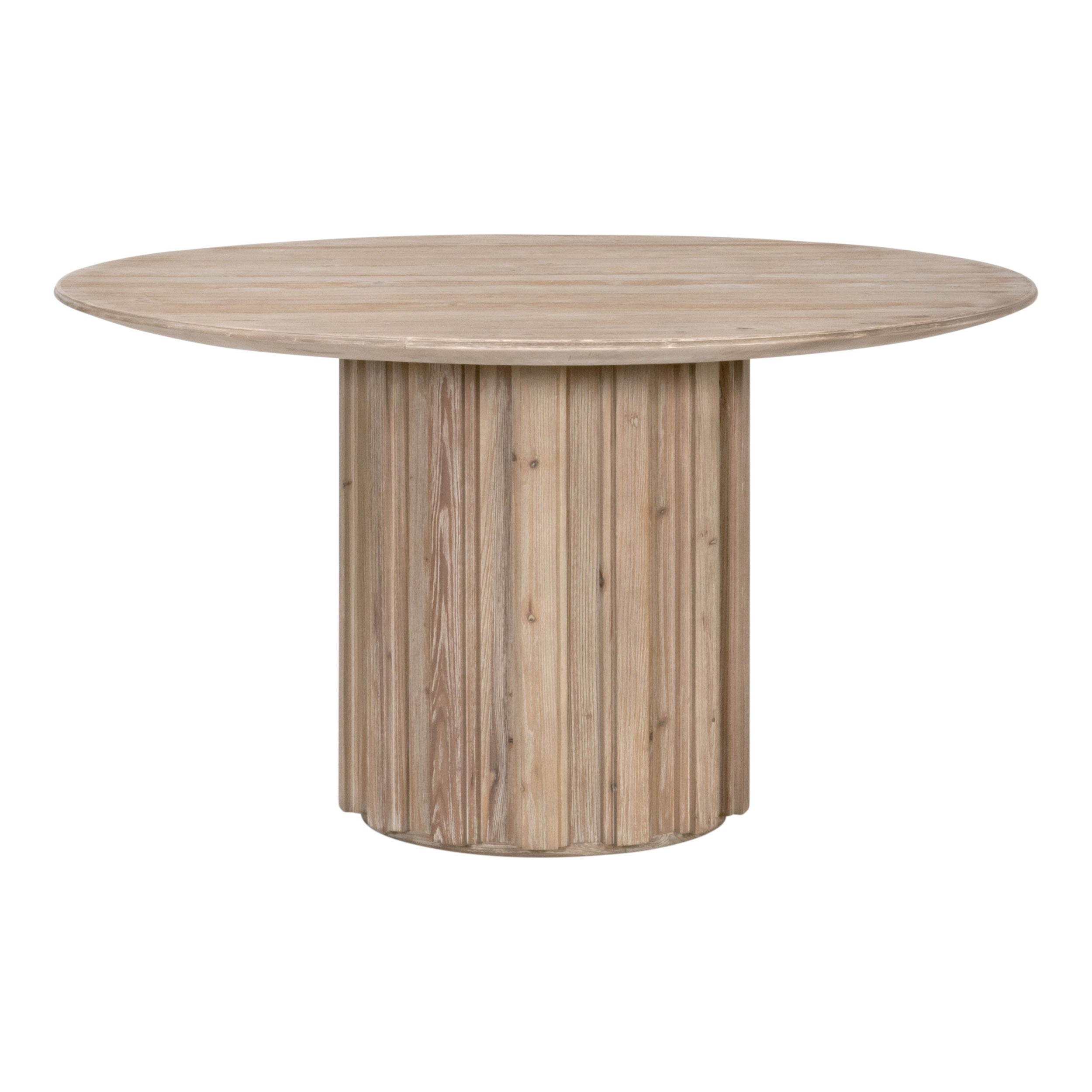 Modern Wood Round Dining Table 54" with Solid Pedestal for Dining Room