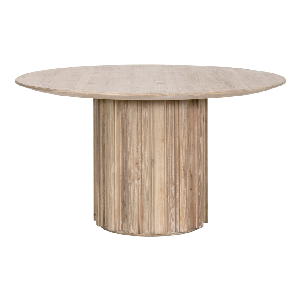 Table de salle à manger ronde moderne en bois de 54 pouces avec pied central massif