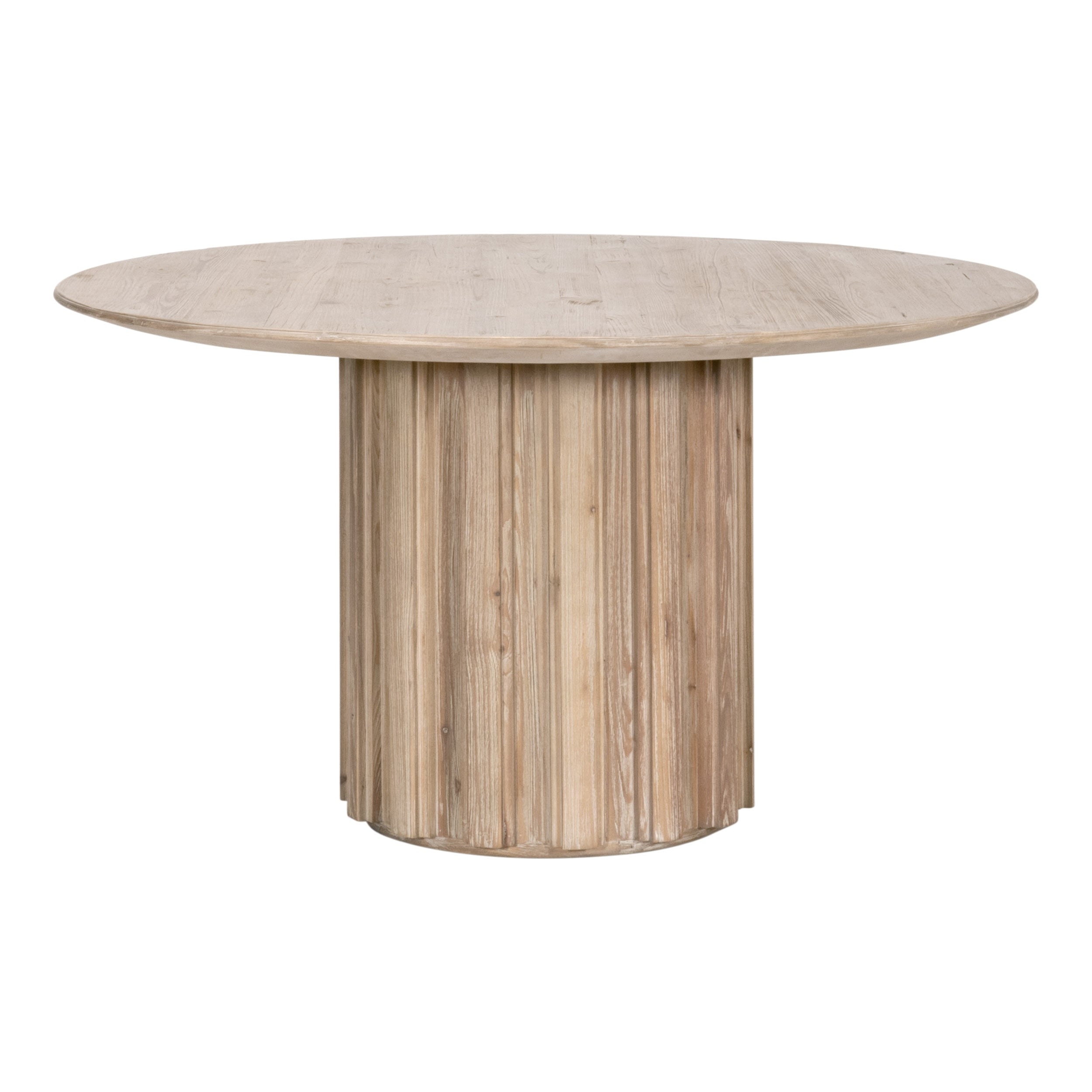 Modern Wood Round Dining Table 54" with Solid Pedestal for Dining Room