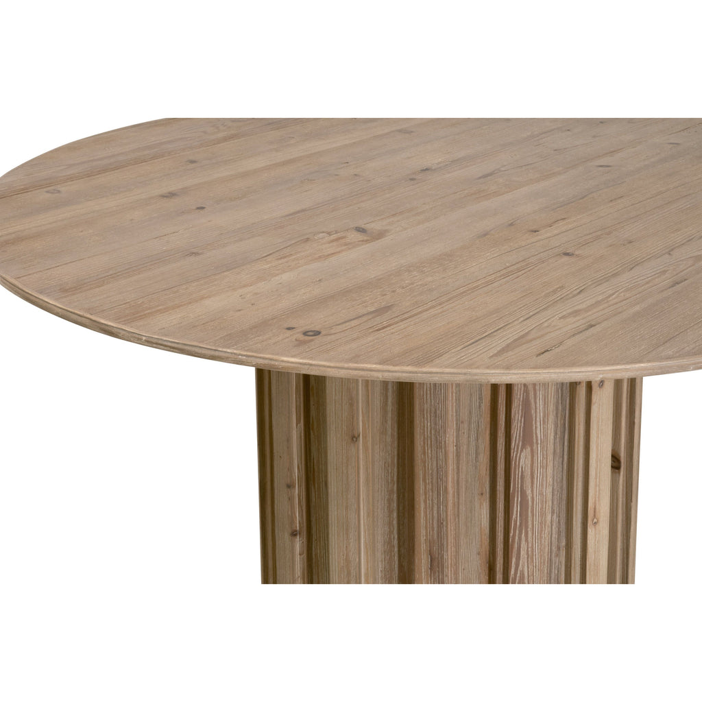 Table de salle à manger ronde moderne en bois de 54 pouces avec pied central massif