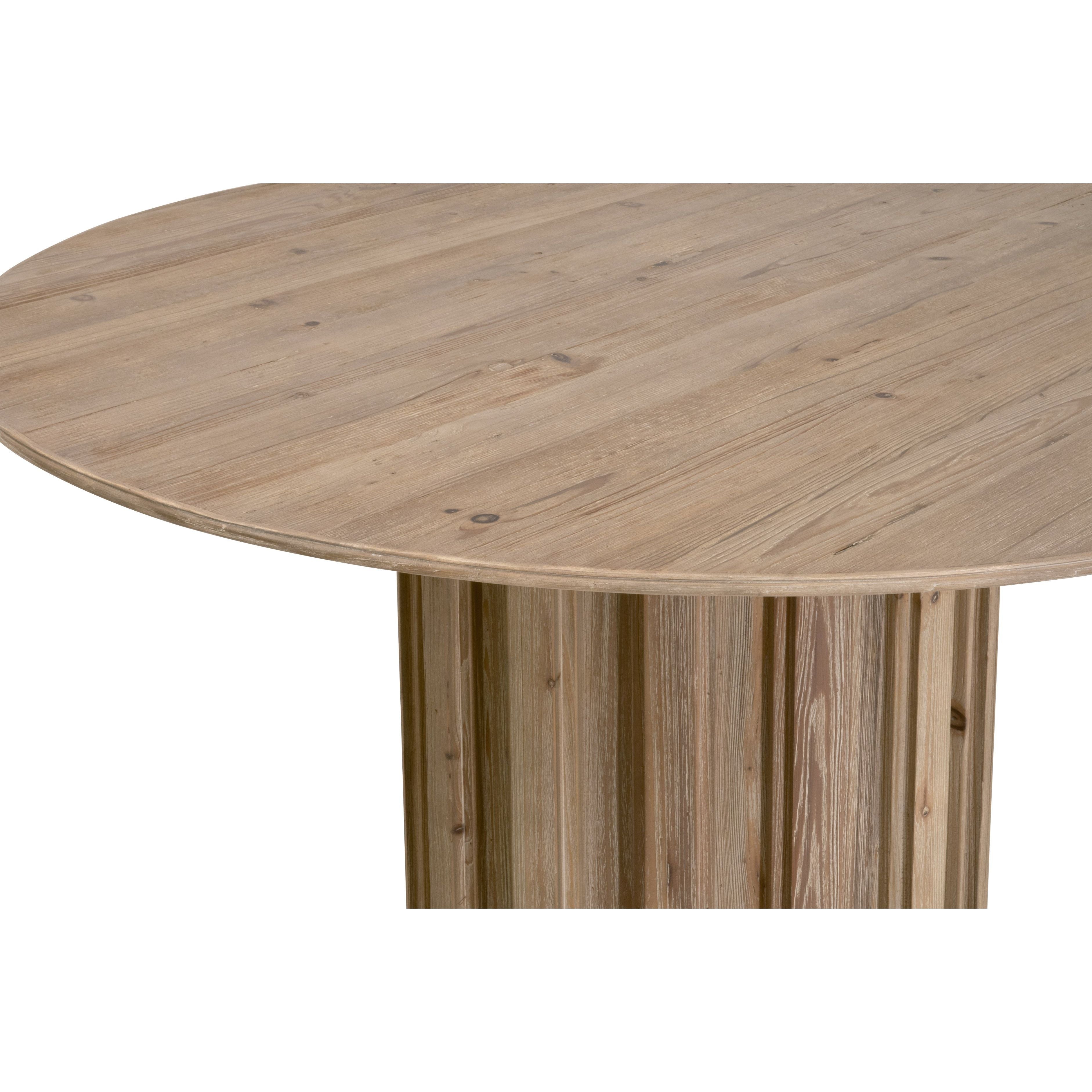 Modern Wood Round Dining Table 54" with Solid Pedestal for Dining Room
