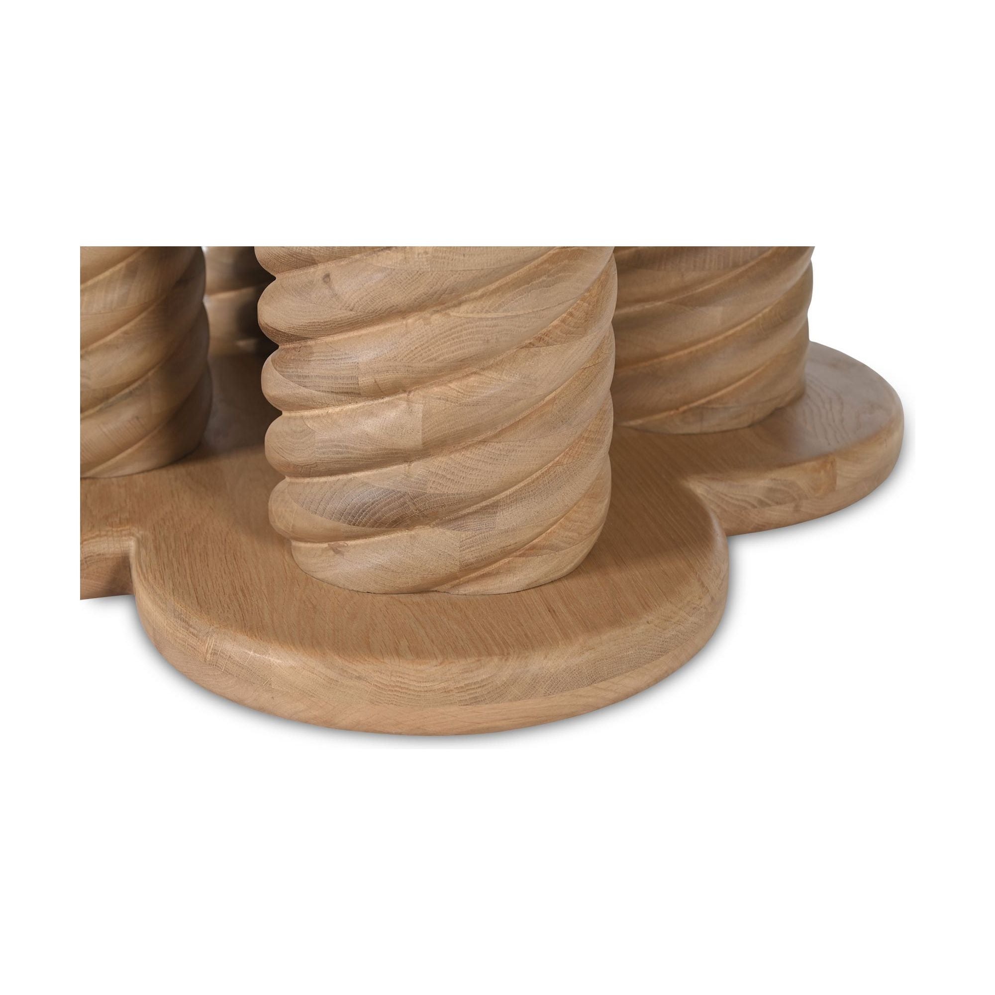 Table à manger ronde en bois de chêne scandinave avec piètement tressé pour salle à manger