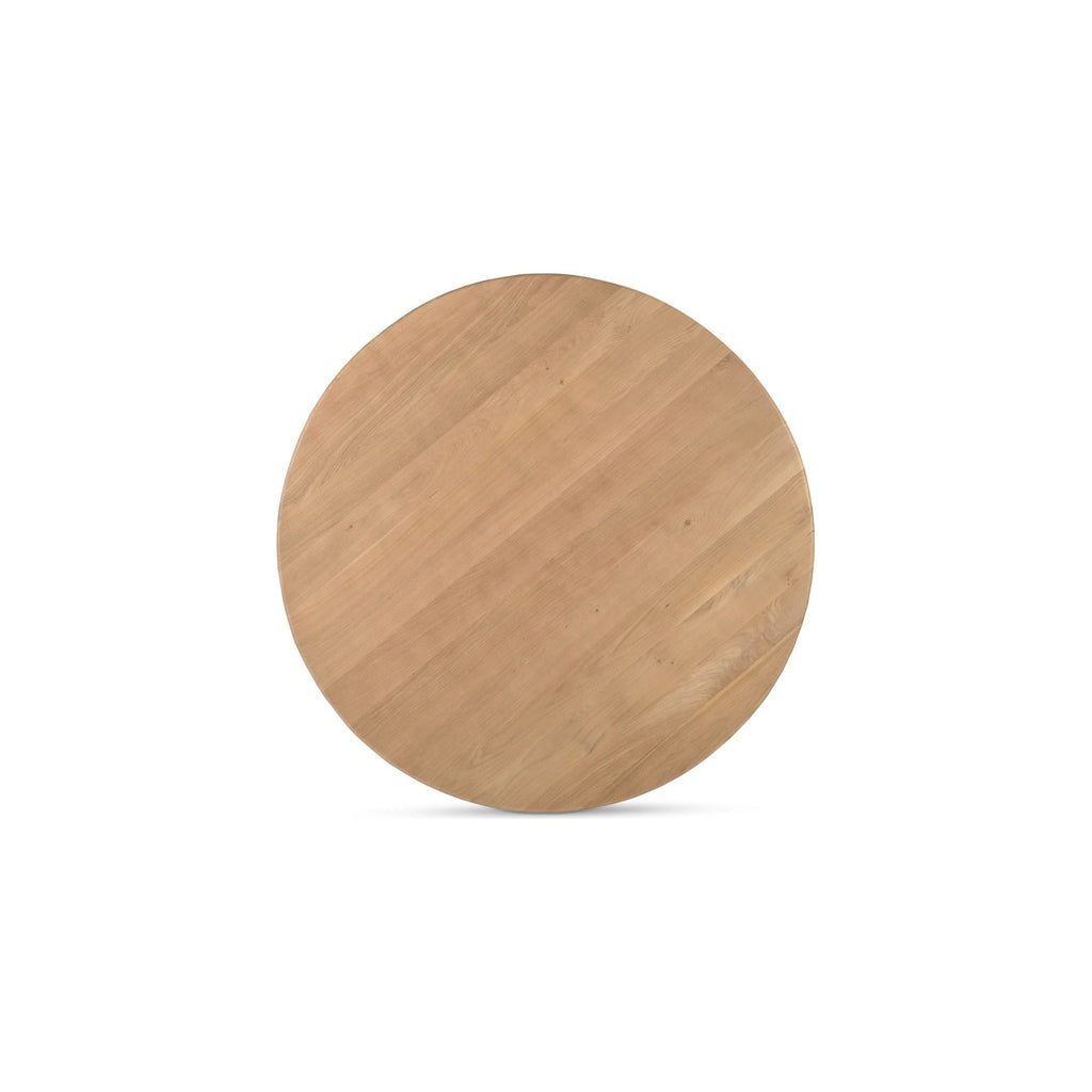 Table à manger ronde en bois de chêne scandinave avec piètement tressé pour salle à manger