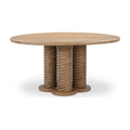 Table à manger ronde en bois de chêne scandinave avec piètement tressé pour salle à manger