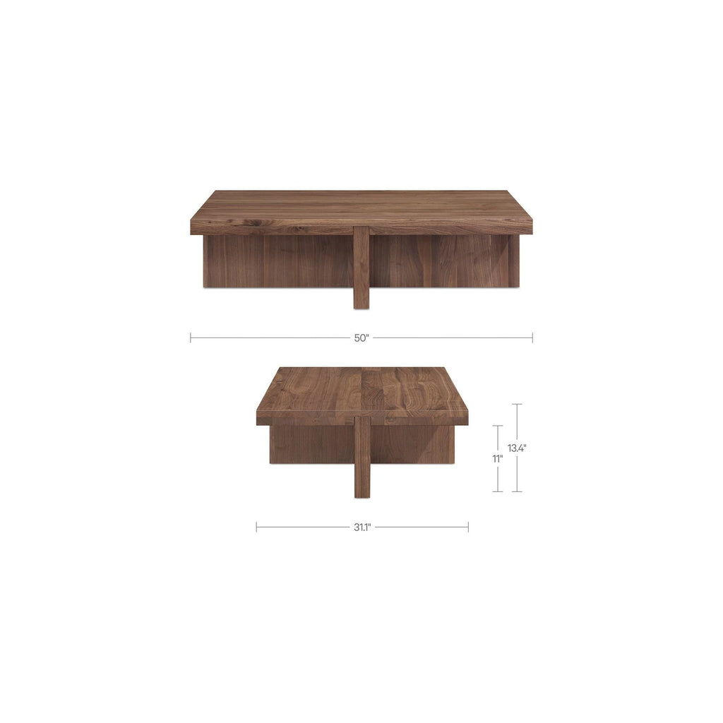 Table basse scandinave en bois massif avec cadre minimaliste pour salon