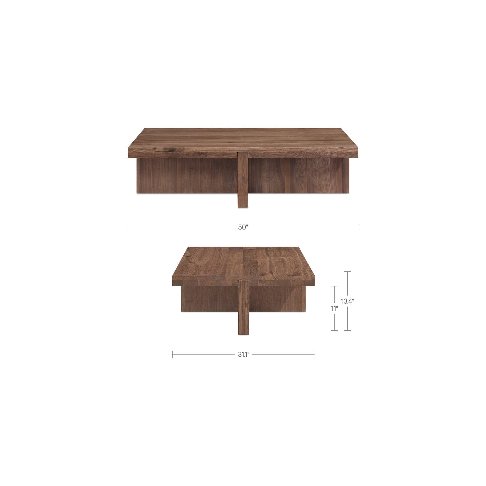 Table basse scandinave en bois massif avec cadre minimaliste pour salon