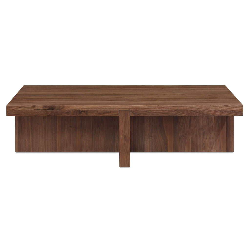 Table basse scandinave en bois massif avec cadre minimaliste pour salon