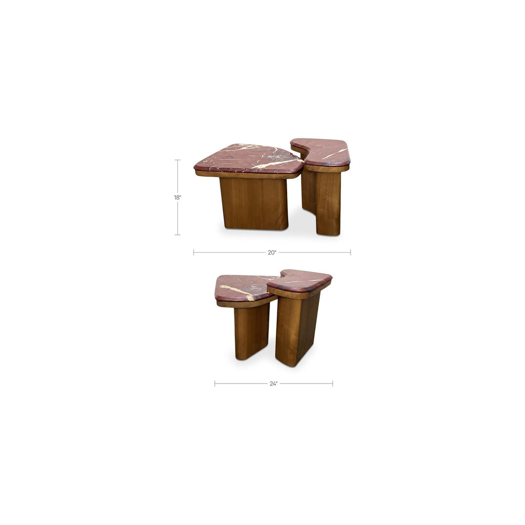 Tables basses gigognes modernes en bois et métal à 2 niveaux pour salon
